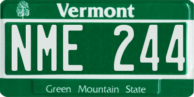 VT license plate NME244