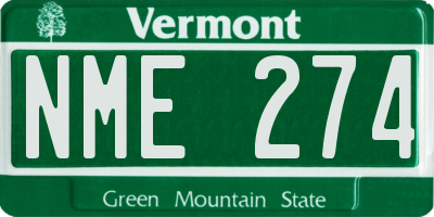 VT license plate NME274