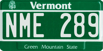 VT license plate NME289