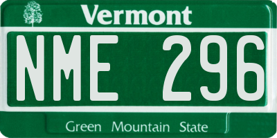 VT license plate NME296