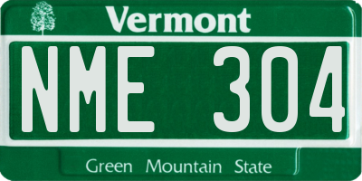 VT license plate NME304