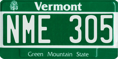 VT license plate NME305