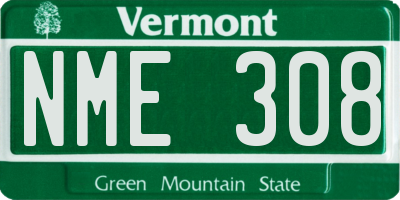 VT license plate NME308