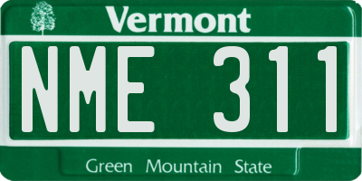 VT license plate NME311