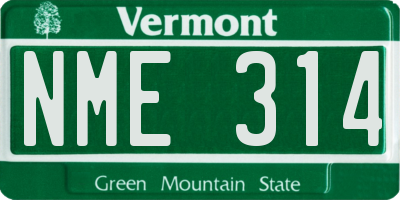 VT license plate NME314