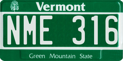 VT license plate NME316