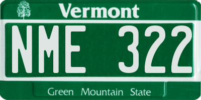 VT license plate NME322