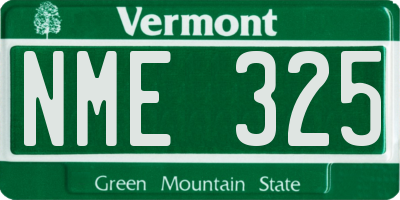VT license plate NME325