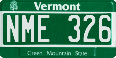 VT license plate NME326