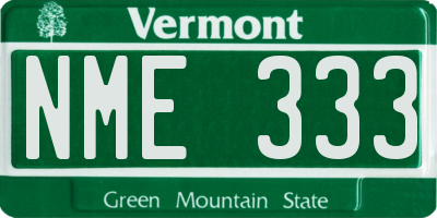 VT license plate NME333