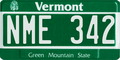 VT license plate NME342