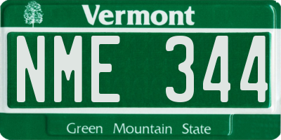 VT license plate NME344