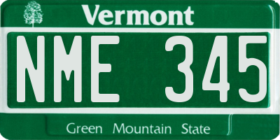 VT license plate NME345