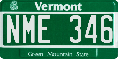 VT license plate NME346