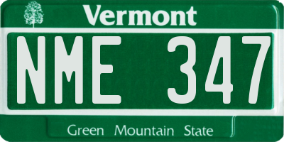 VT license plate NME347