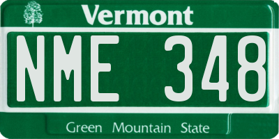 VT license plate NME348