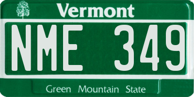 VT license plate NME349