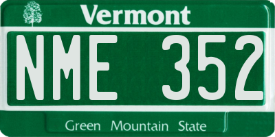 VT license plate NME352