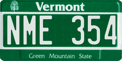 VT license plate NME354