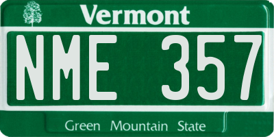 VT license plate NME357