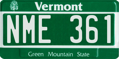 VT license plate NME361