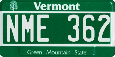 VT license plate NME362