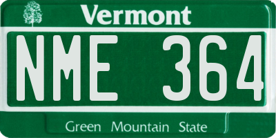 VT license plate NME364