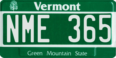 VT license plate NME365