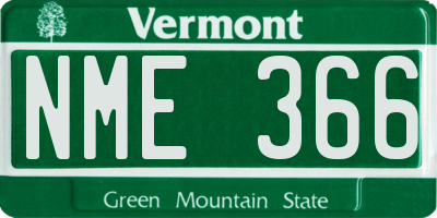 VT license plate NME366