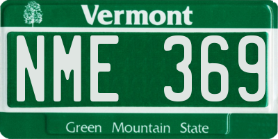 VT license plate NME369