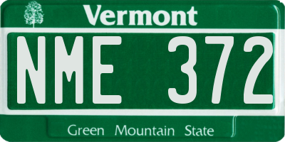 VT license plate NME372