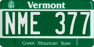 VT license plate NME377