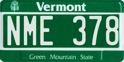 VT license plate NME378