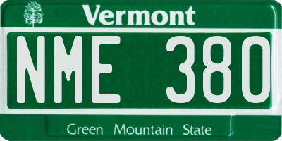 VT license plate NME380