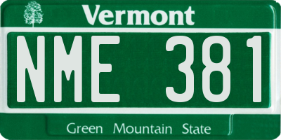 VT license plate NME381
