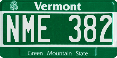 VT license plate NME382