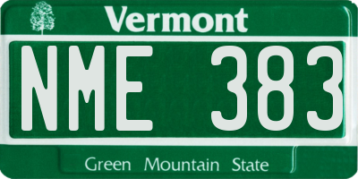 VT license plate NME383