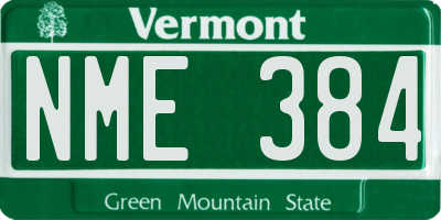 VT license plate NME384
