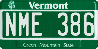 VT license plate NME386