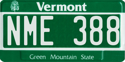 VT license plate NME388