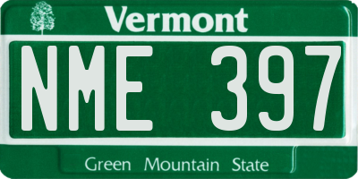 VT license plate NME397