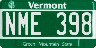 VT license plate NME398