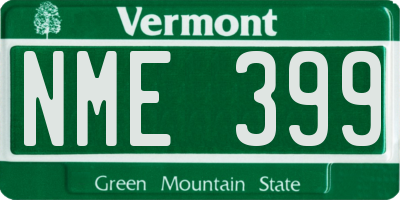 VT license plate NME399