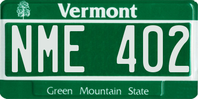VT license plate NME402
