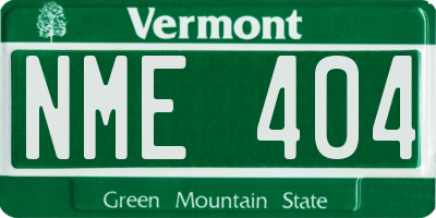 VT license plate NME404