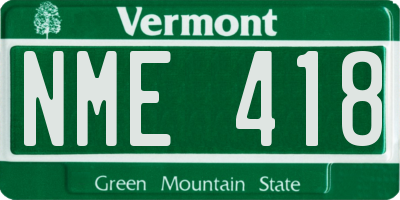 VT license plate NME418