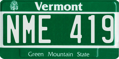 VT license plate NME419