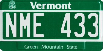 VT license plate NME433