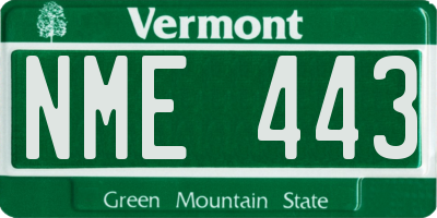 VT license plate NME443