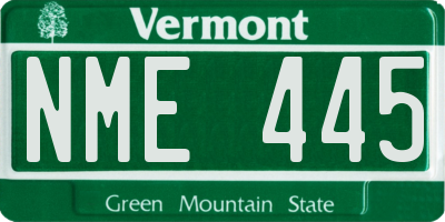 VT license plate NME445